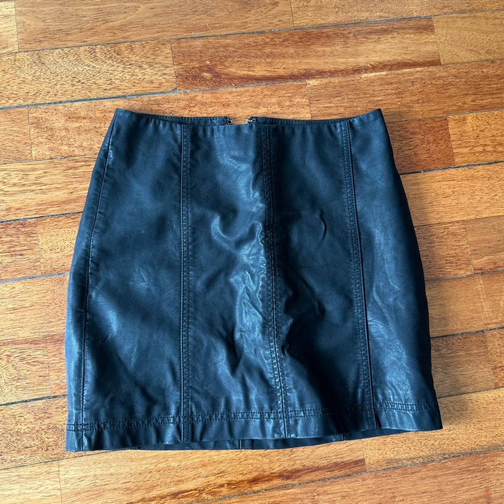 Feux Leather Black Mini Skirt Free People